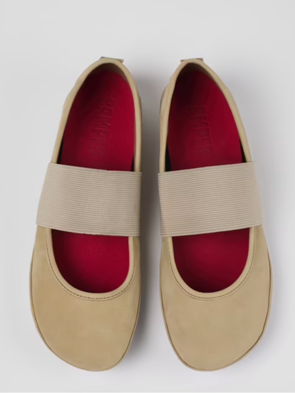 Camper Beige Nubuck Mary Jane Flats